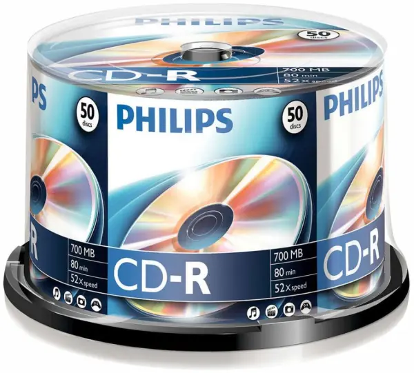 PHILIPS Discos CD-R Blancos 52x, Paquete de 50 Unidades