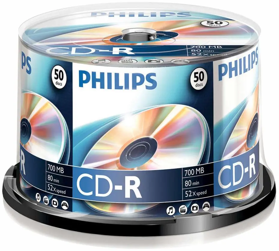 Philips 52x Speed CD-R Blank Discs, 50-Pack Spindle