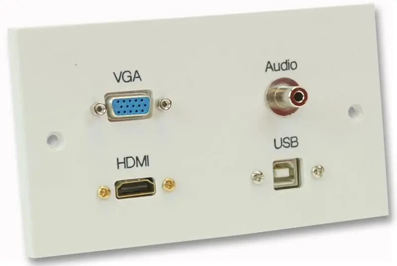 PRO SIGNAL Placca a Muro AV 2 Postazioni con HDMI, VGA e USB-B