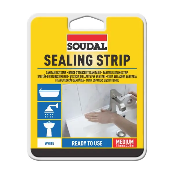 Soudal Sealing Strip White, Self-Adhesive, 38mm x 3.35m