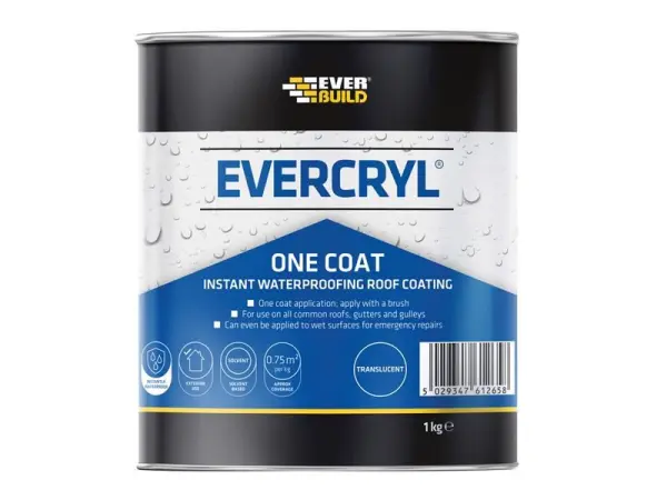 Everbuild EVERCRYL® One Coat Transparant Dakreparatie Compound, 1kg