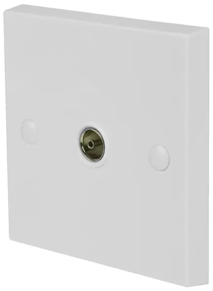 AV:LINK 1 Gang Pláta Balla Aeróg Teilifíse Coaxial, Bán, 85x85x25mm