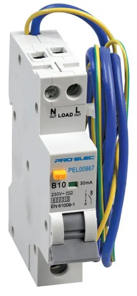 PRO ELEC RCBO Monopolar 10A, Curva B, 30mA