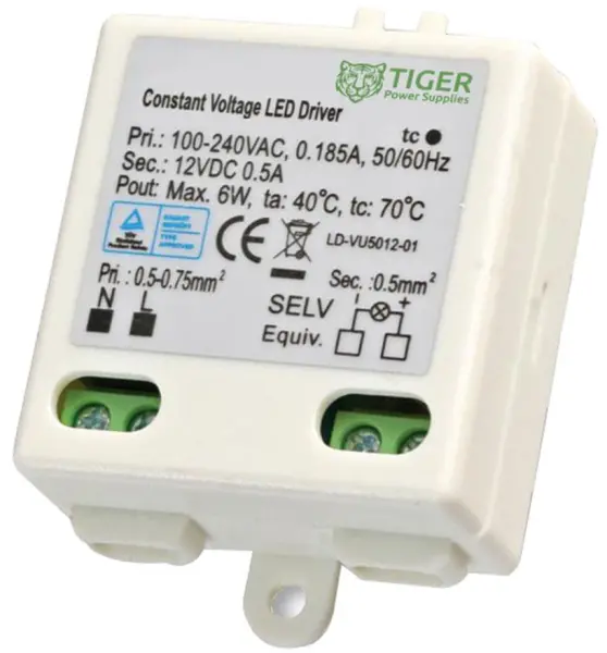 TIGER 12V, 500mA, 6W Miniature Constant Voltage LED Driver
