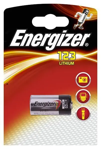 Energizer Pila CR123 de Litio, 3V, 1.5Ah
