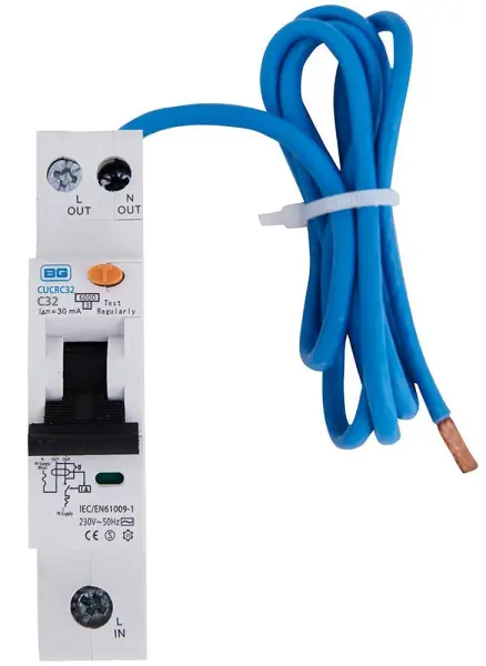 BG ELECTRICAL RCBO Monopolar 32A, Tipo AC, Curva C, 18mm