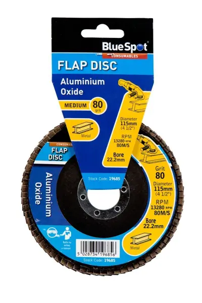 Blue Spot 115mm Aluminium Oxide Flap Disc, 80 Grit, Type 29