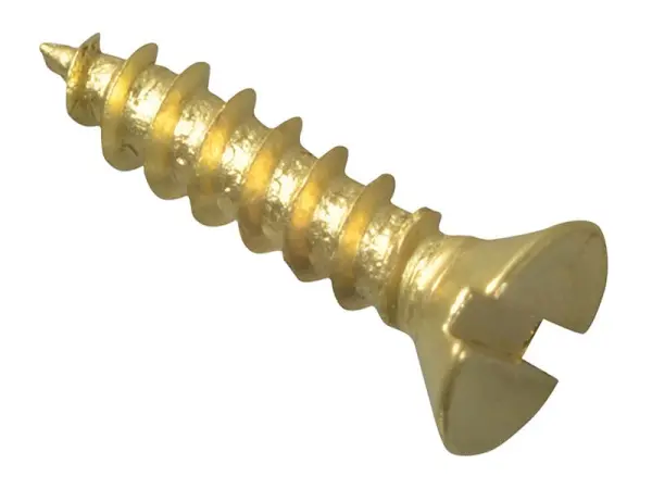 ForgeFix Brass Slotted Countersunk Wood Screws, 1/2in x 4, Pack of 60