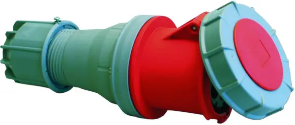 Fiche CEE montée sur câble PCE 63A, 400V, 3P+N+E, Rouge, IP67