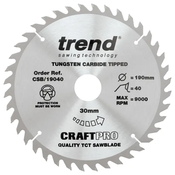 TREND - 40T Circular Saw Blade CraftPRO TCT - 190mm 30mm