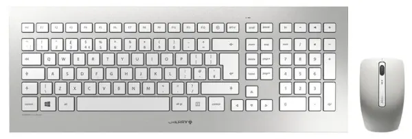 CHERRY DW 8000 Teclado y Ratón Inalámbricos, Plata/Blanco