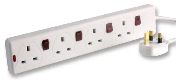 Pro Elec - Multiprise à 4 prises individuelles avec voyants néon, 2 mètres