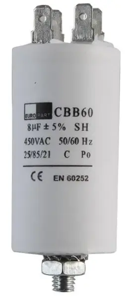 EUROPART Condensatore Universale 7.5uF 450V AC, per Lavatrici e Asciugatrici