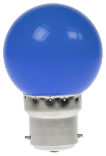 PRO-LITE 1.5W LED Polycarbonate Golf Ball Light Bulb, BC/B22, Non-Dimmable - Blue