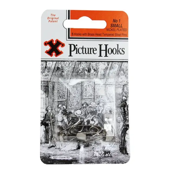 X Picture Hooks No. 1 Nickel Plated, 5-Pack