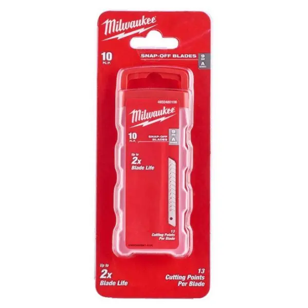 Milwaukee 9mm Snap Blades, Iron Carbide, Pack of 10