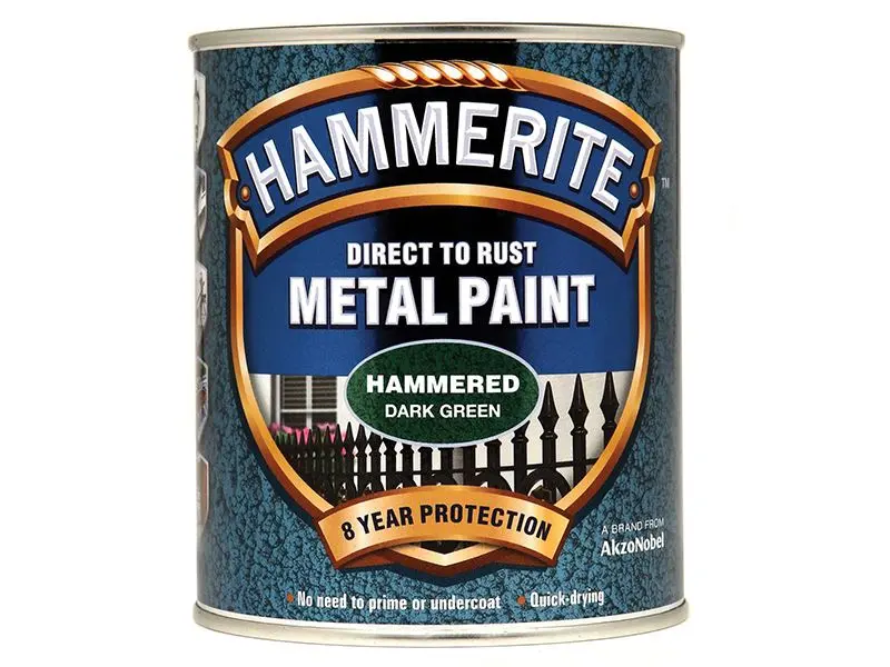 Hammerite Direkt-auf-Rost Metalllack Dunkelgrün 750ml mit Hammerschlageffekt