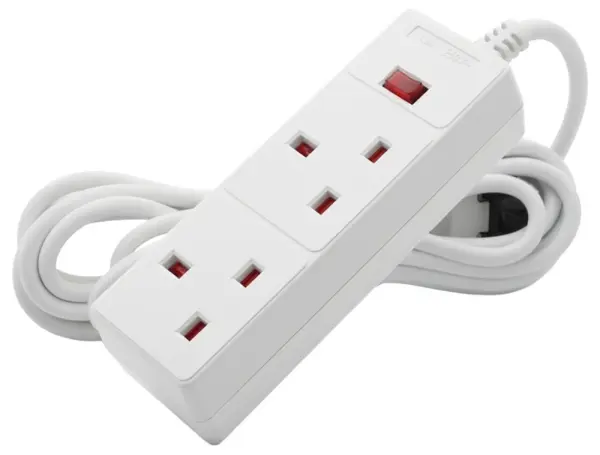 Westminster 2 Gang Mains Extension Lead, White - 2m