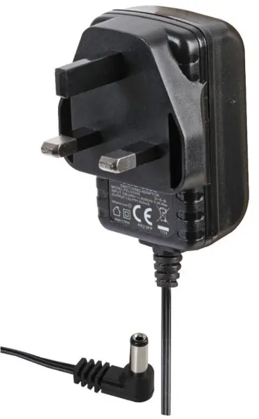 PRO ELEC 12V 1A Power Supply with 2.1mm Right Angle Plug