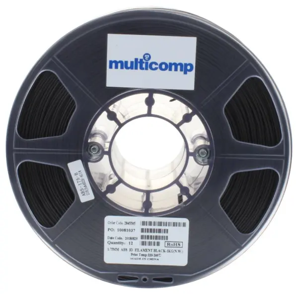 MULTICOMP - 1.75毫米黑色ABS 3D打印材料, 1公斤