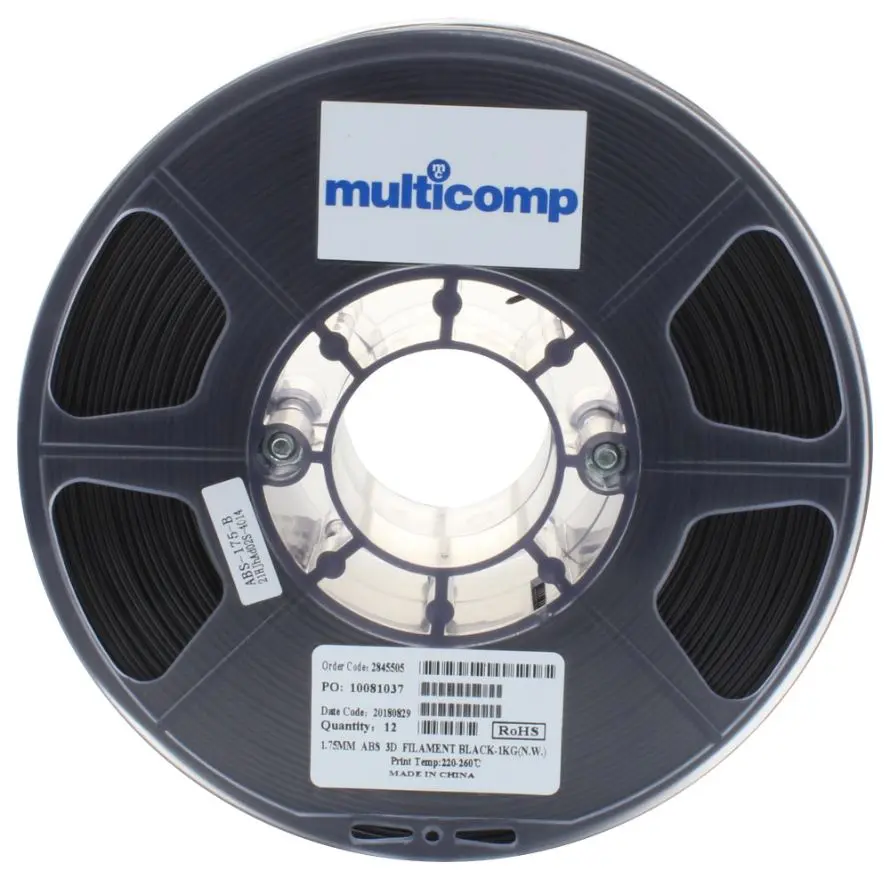MULTICOMP 1.75mm 블랙 ABS 3D 프린터 필라멘트, 1kg