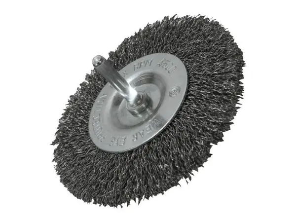 Faithfull Wire Brush, Crimped Steel, 100mm x 6mm Shank