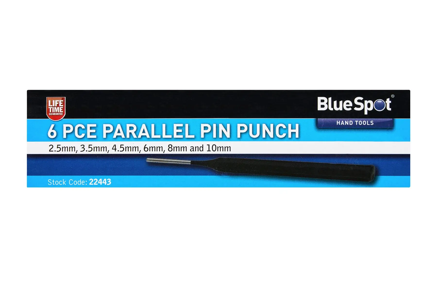 Blue Spot 6-Piece Parallel Pin Punch Set, Chrome Vanadium, 2.5-10mm