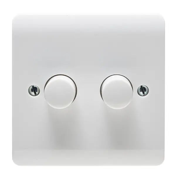 Crabtree Instinct - Διπλός Διακόπτης Φωτισμού 2-Τρόπων με Ρυθμιστή, 400W, Λευκό