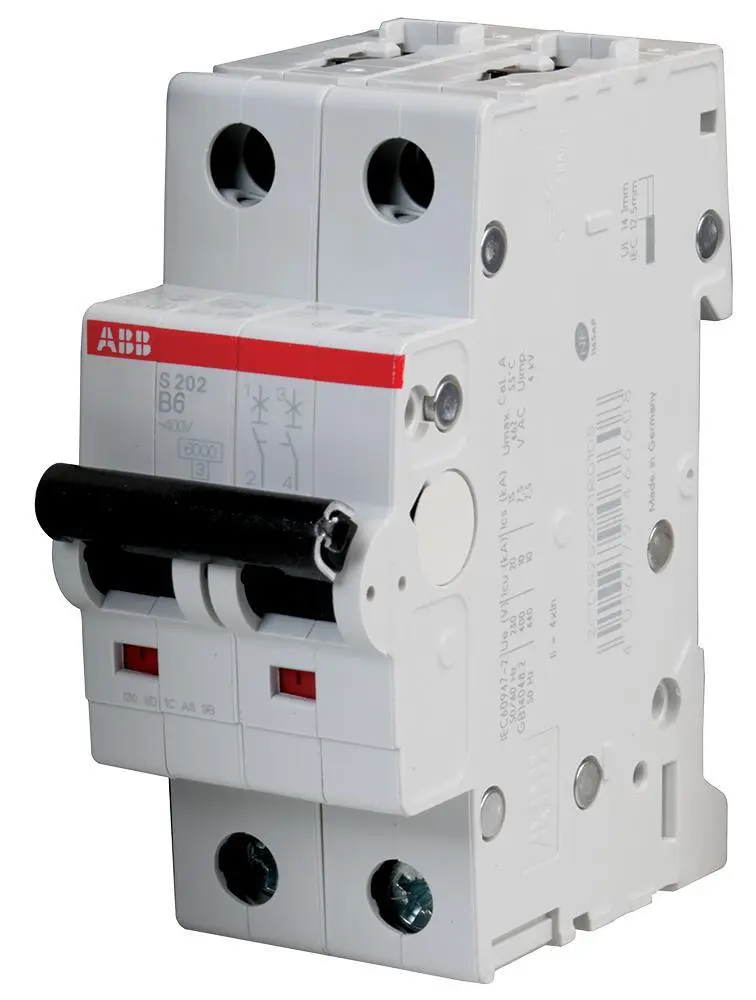 ABB Interruptor Automático Bipolar 6A Tipo B, 277V AC, para Riel DIN