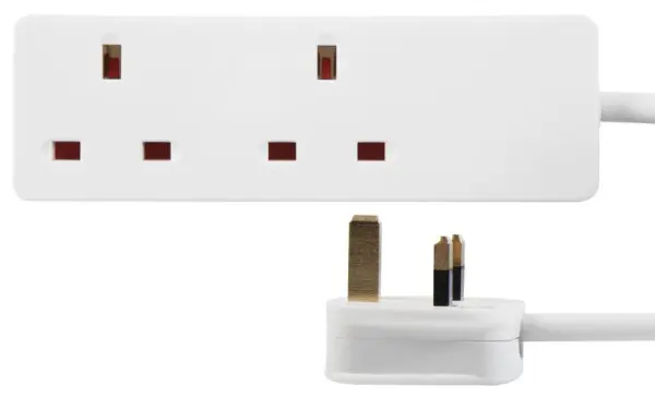 PRO ELEC Mains Extension Lead, 2 Gang, 7.5m, White