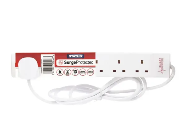 STATUS Surge Protected Extension Lead - 6-Gang, 2m