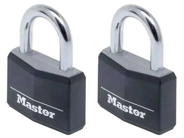 Master Lock Aluminium Black Vinyl 40mm Padlock, Keyed Alike x 2