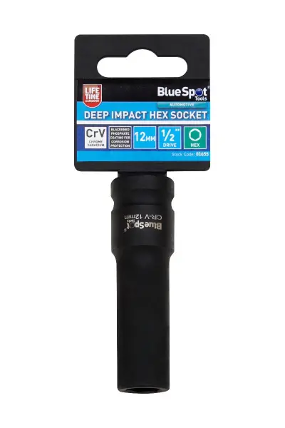 Blue Spot Tools 重型12mm深冲六角套筒，1/2英寸驱动