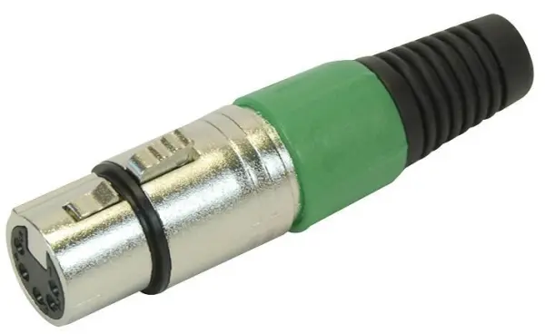 PRO SIGNAL 5-Pole XLR Socket, Green Strain Relief