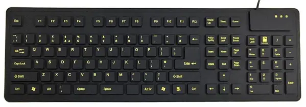 ACCURATUS מקלדת אטימה גמישה IP54 USB & PS/2, שחור