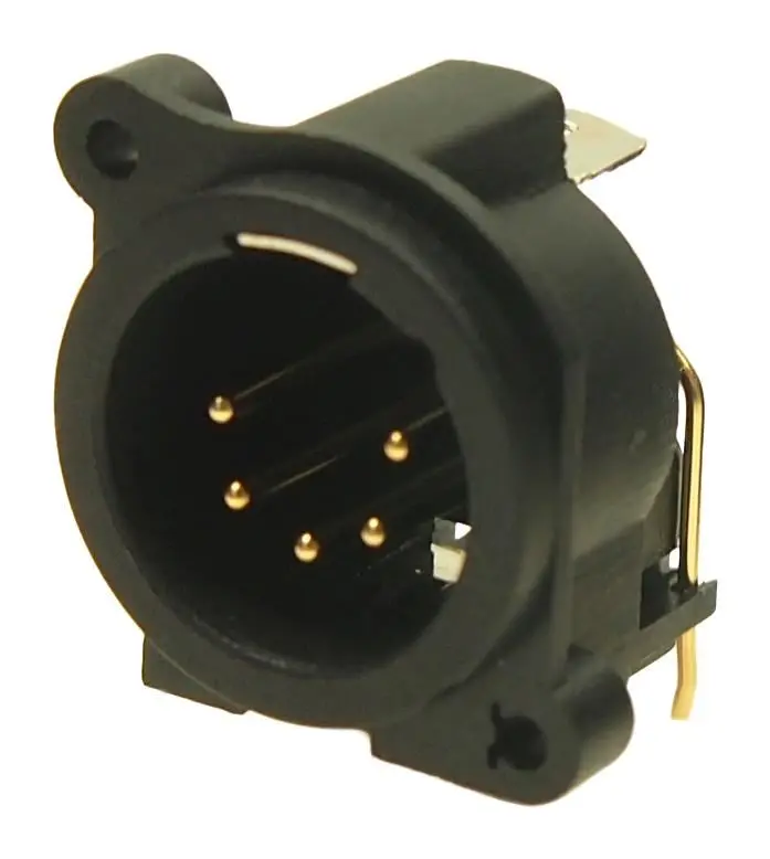 Connecteur panel XLR 5 broches Multicomp Pro, plaqué or, PCB