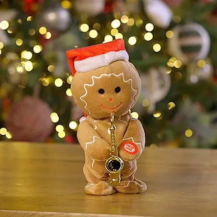 Premier Battery Operated Dancing Musical Saxophone Figure, Gingerbread Man, 20.