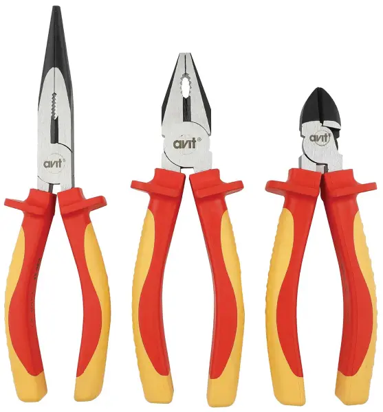 AVIT 1000V VDE Insulated Plier Set, 3 Piece (Combination, Side Cutter, Long N)