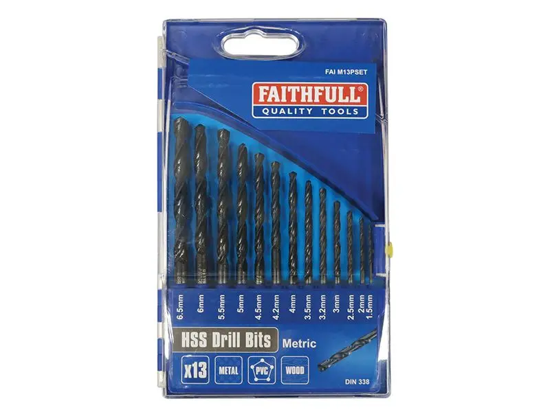 Faithfull HSS Spiralbohrer-Set, 13-teilig (1,5-6,5 mm)