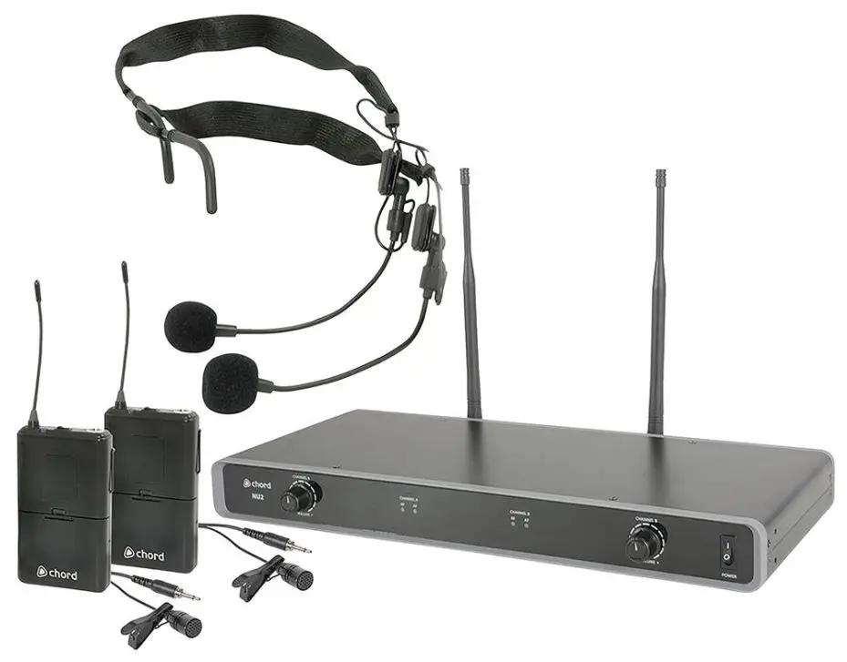 CHORD Dual UHF Wireless Kit with 2x Neckband & 2x Lavalier Mics (Licensed)