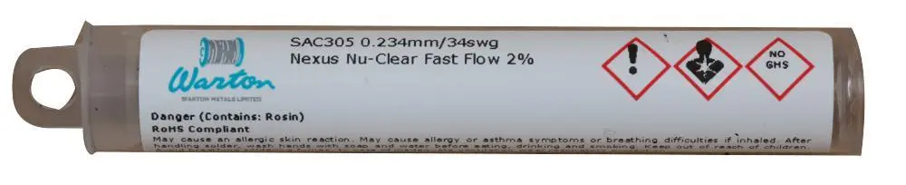 WARTON Nexus Nu-Clear Lead-Free Solder Wire, 0.234mm, 2m