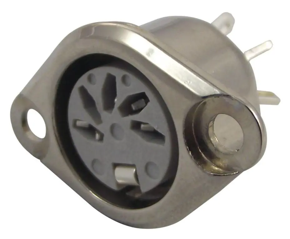 DELTRON 630 Series DIN Flanged Socket, 5-Pole, Silver Plated