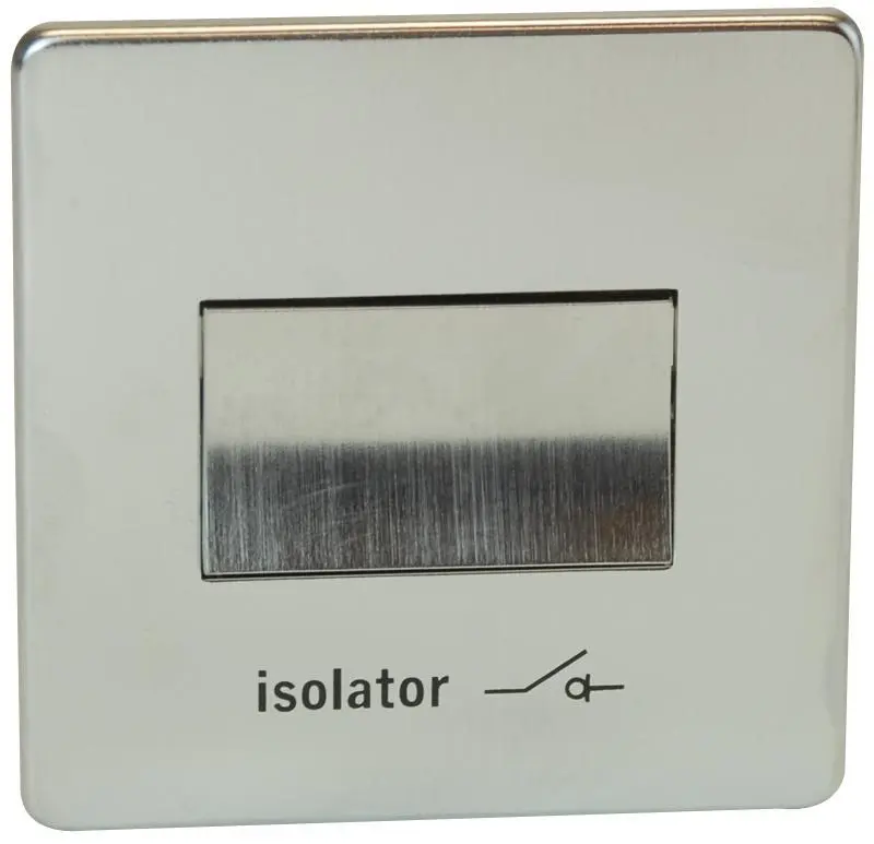 Crabtree Satin Chrome Fan Isolator Switch, Flat Plate