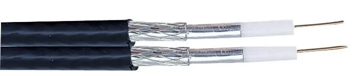 WEBRO Cable Coaxial Doble WF65 con Malla de Aluminio, Negro, Rollo de 50m