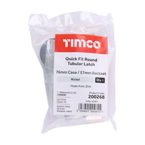 Timco Verrou Rond QuickFit Nickel - 76 mm caisse / 57 mm recul