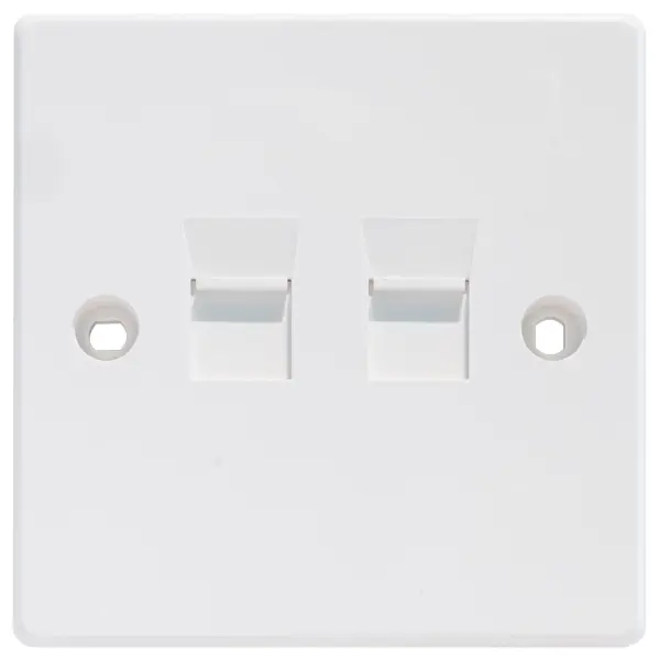 1 Gang Shuttered Faceplate for 2 Keystone Modules, White, 86x86x8.5mm
