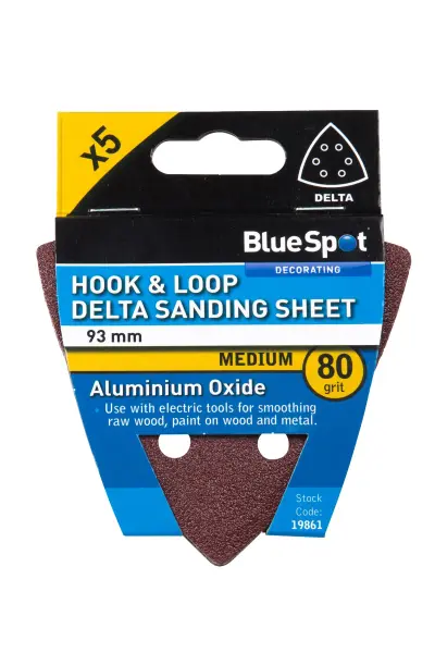 Blue Spot Tools 80 Korrel Delta Schuurbladen, 93mm (5 stuks)