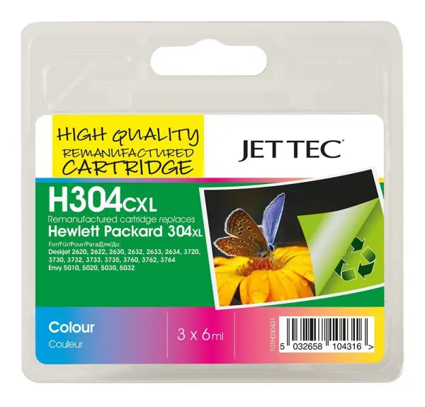 JET TEC Remanufactured Ink Cartridge Colour Replaces HP 304XL