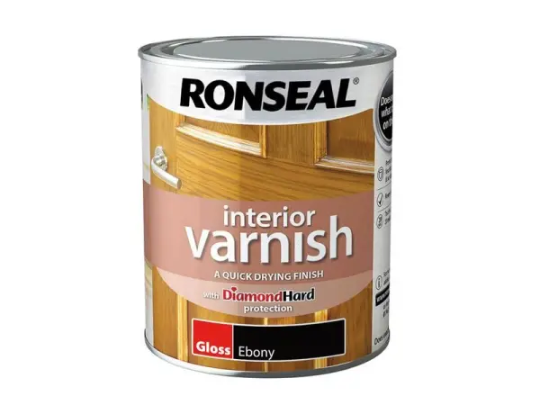 Ronseal Sneldrogende Glans Vernis voor Binnenwerk, Ebbenhout, 750ml