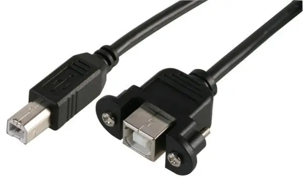 PRO SIGNAL USB 2.0 B Male to Panel Mount Female Cable, 0.3m, Black